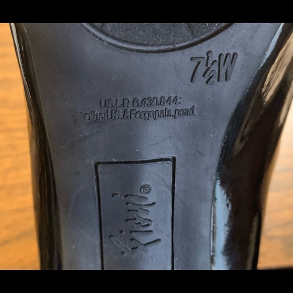 Fiore Black Patent Leather & Suede Rouched Bow Peep Toe Pumps, 4.5” Heel - Picture 7 of 7